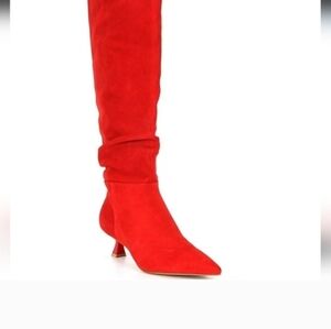 Gianni Bini Red Over the Knee Suede Boots